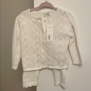 Kids White Cardigan Set